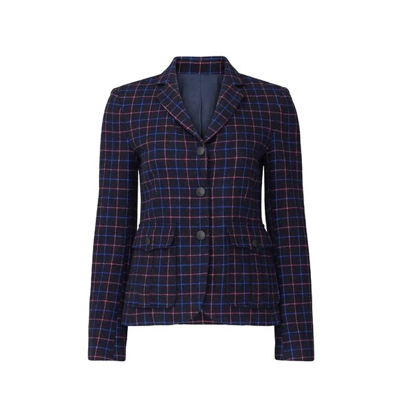 NWT Rag & Bone Nancie Check Blazer in Navy Plaid Wool Blend Jacket 8 $595 - Picture 1 of 11